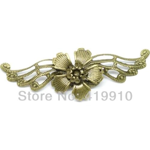 Free shipping-10Pcs Antique Bronze Filigree Flower Wing Wraps Connectors Crafts Gift Decoration DIY Findings 9.7x3.4cm J0061