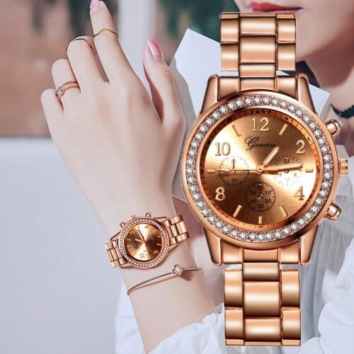 Reloj Mujer 2019 Watches Women Classic Geneva Luxury Ladies Watches Womens Full Steel Crystal Relogio Feminino Metal Wristwatch