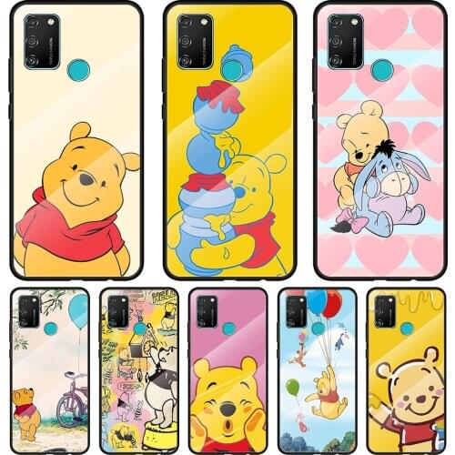 Winnie The Pooh Tempered Glass Cover For Honor 30 20 10 9X 8X Pro Plus Lite Silicone Phone Case Coque