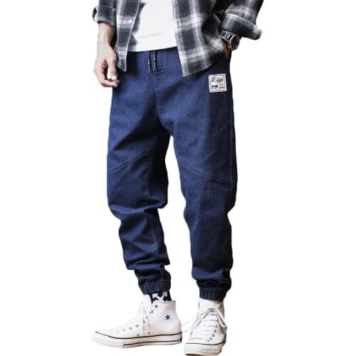 Plus Size Jeans Men Loose Joggers Streetwear Harem Jeans Cargo Pants Ankle-Length Denim Trousers