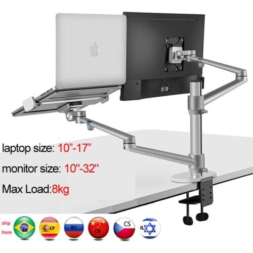 OL-3L aluminum silver Ergonomics 10"-17" desk laptop stand 32" monitor desktop bracket computer mount full motion column bar