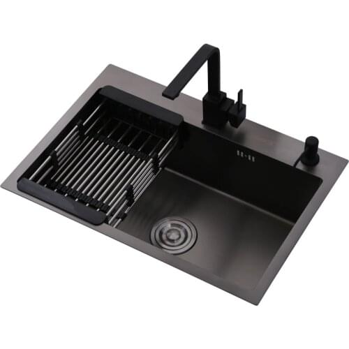 Stainless Steel Kitchen Sinks Black Single Bowel Kitchen Sink Above Counter and Udermount Vegetable Washing Basin WF1105