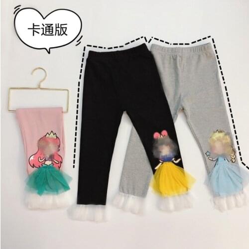Baby Girls Leggings Spring Summer New Kids Cotton Slim Pants Cartoon Elasticity Print Princess Leggings for Girls Children Pants