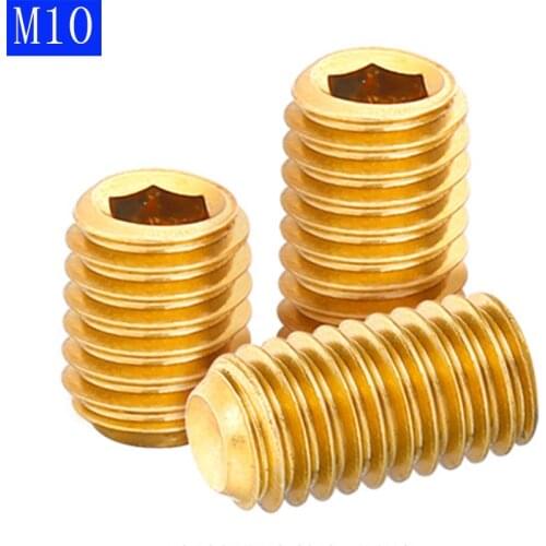 M10 x 1.5 ( 10mm ) Solid Brass Grub Screw Cup Point Hex Socket Set Screws DIN 916 bolts