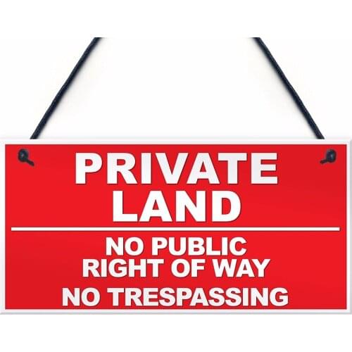 Meijiafei PRIVATE LAND NO PUBLIC RIGHT OF WAY NO TRESPASSING Hanging Plaque Outdoor Sign 10" x 5"