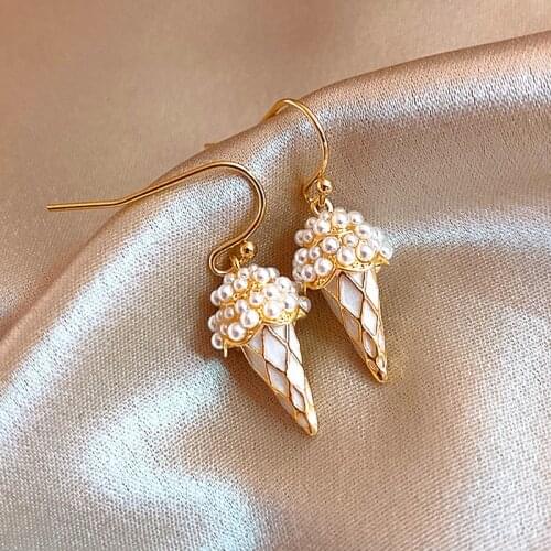Cute ice cream Hoop Earrings for Gilrs Birthday Gift 2020 Trend Stud Earrings серьги Metal Enamel Food Shape Women Dangler Cheap