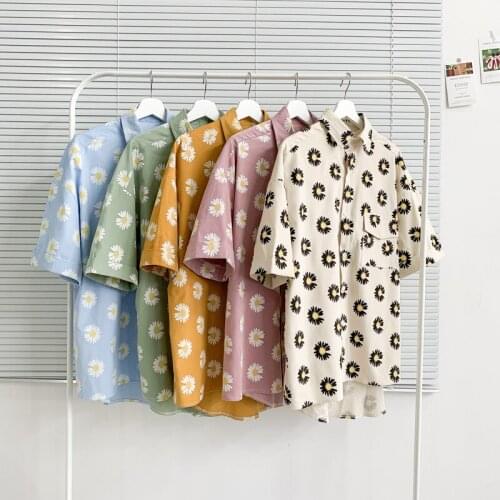 QUANBO Tourist beach flowers shirts mens fashion shirts 2020 new summer 100% cotton shirt square collar loose short shirt 4XL