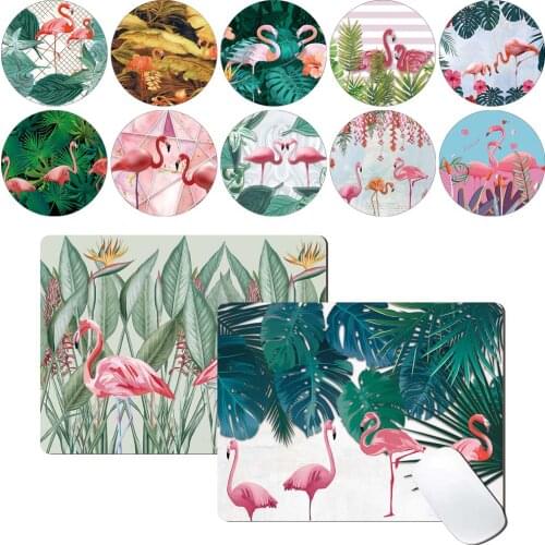 Mouse Pad Laptop Computer Table Mat Home Office PU Leather Waterproof Non-slip Flamingo Pattern Mouse Mat