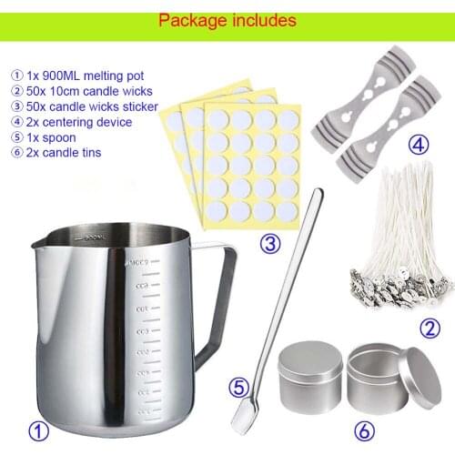 Candle making kit DIY candle craft tools, with pouring pot, candle jar, spoon, candle wick, suitable for beginners 550/900ML