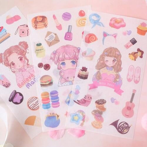 4 pcs/lot Kawaii Cactus Unicorn Scrapbooking Stickers Journal Cute Hand Made Decorative Japanese Stationery Sticker