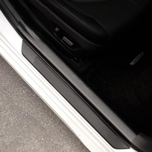 Imitation carbon fiber stickers leather door sill welcome pedal protector scratch car Accessories For Toyota Avalon 2019 2020