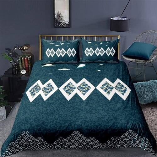 Creative Bedding Set King Size Elegant Vintage Duvet Cover Dark Blue Queen Twin Full Single Double Unique Design Bed Set
