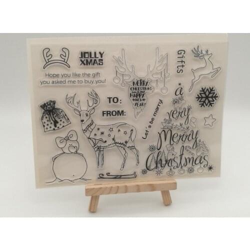 Christmas deer transparent Silicone stencil for DIY Scrapbooking photo album decorative sheets