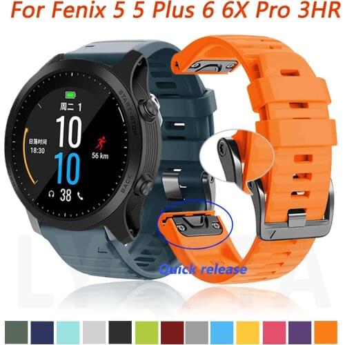 22 26mm Watchband Silicone Wrist Strap Official For Garmin Fenix 5 5X 5SPlus 3 HR 6X 6 Pro Watch Quick Release Easy Fit Bracelet