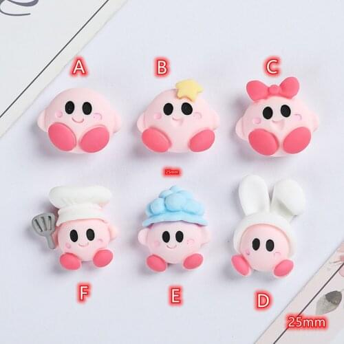 Pink Cartoon Figure Cabochons Flatback 20pcs cute Cartoon Character Cabochon Button Embellishments for Scrapbooking