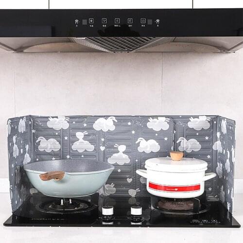 Oil baffle Aluminum Foldable Kitchen Gas Stove Baffle Plate Kitchen Frying Pan Oil Splash Protection Screen Kichen Accessories D