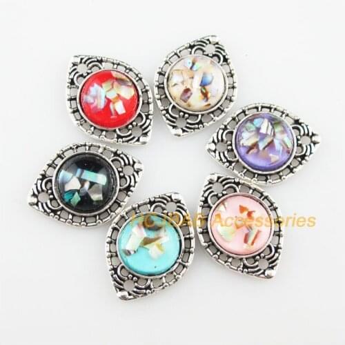 12 New Eye Flower Resin Connectors Shivering Mixed Charms Tibetan Silver 14.5x20mm