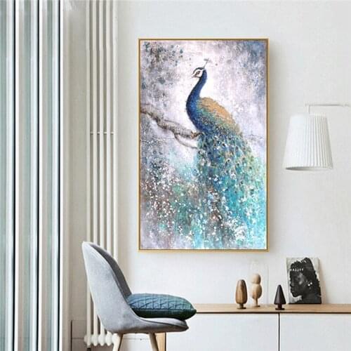Unframed Modern oil painting Pea-cock Wall Art Canvas Prints Pictures For Living Room Abstract Pictures Home Decoration Posters