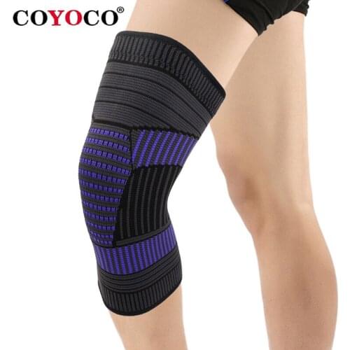 COYOCO Sport Knee Support Pads 1 Pcs Double Anti Slip Strip Knitting Kneepads Purple Knee Warm Protector for Joint Pain Relief