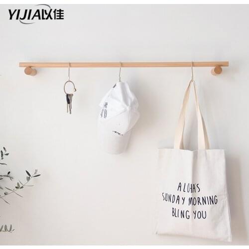 Solid Wood Towel Rack Bathroom Kitchen Organizer Shelf wall Towel Bar Rail Hanger