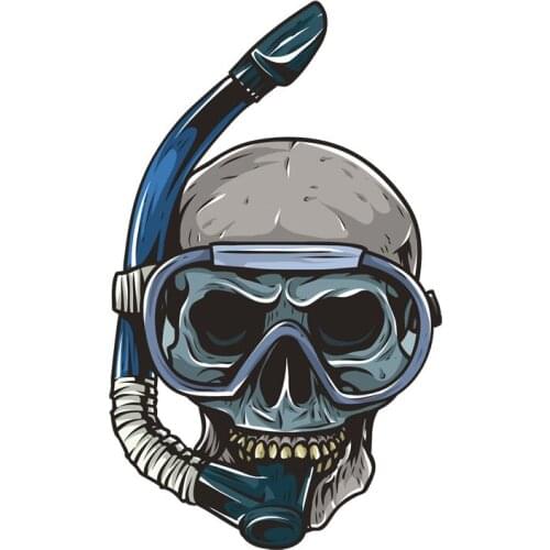 Hot Personality Diving Skull Head Car Sticker Bumper Motorcycle Decor High Quality Vinyl Scratches Waterproof PVC 16.6cm X 10cm