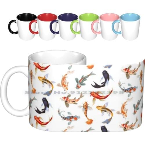 Japanese Koi Ceramic Mugs Coffee Cups Milk Tea Mug Japan Japanese Koi Carp Exotic Pond Style Asian Asia Traditional Orange