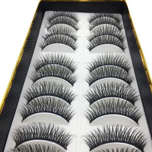 Yokpn Super Natural Soft False Eyelashes 0.07 Realistic Nude Makeup Black Eyelashes 10 Pairs of Eyelashes