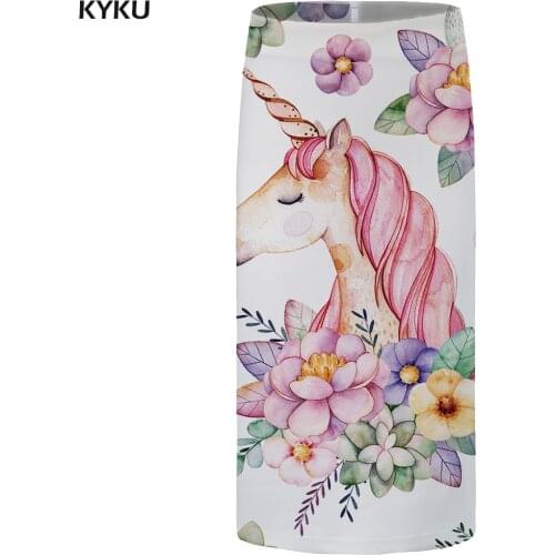 KYKU Unicorn Women Skirts Horse Party Gothic Large Size Trend Sexy Colorful Summer Hip Ladies Skirts Vintage Knee Length New