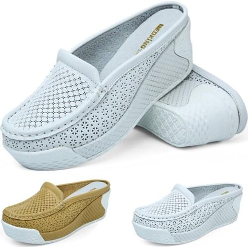 Women Casual Wedge Shoes Slip On High Heels Sandals Summer Mesh Walking Shoes Outdoor Platform Flat Sneakers Size 35-43