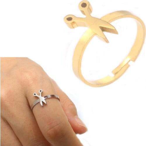 Ring scissors Natural personality style stainless steel ring set rings for women adjustable female fashion jewelry accessories