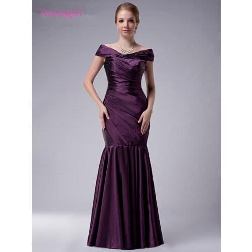 Purple Mother Of The Bride Dresses Mermaid V-neck Cap Sleeves Taffeta Plus Size Long Elegant Groom Mother Dresses Wedding