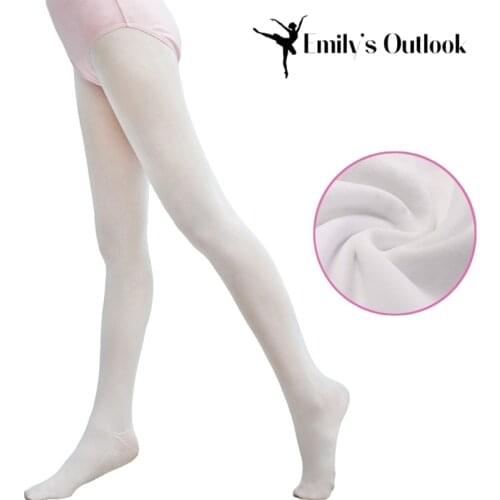 Winter Dance Warm Tight Girls Solid Soft Ballet Tights 2 Pakcs Footed Pantyhose White Full Length Legging Free Shipping