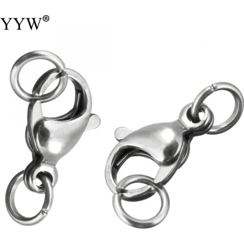 10sets Stainless Steel Lobster Clasp with Connector Bar Original Color Clasp for Necklace Bracelet Chain DIY Jewelry Findings