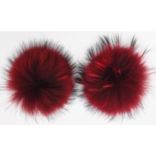 2pcs/lot Big Real Natural Red Raccoon Fur Pom poms Detachable Colorful Fur Balls For Knitted beanies Skullies Caps Hats Womens