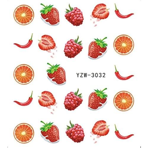 3d Nails Stickers Chili Fruit Pattern Transfer Nails Series Watermark Nails Nail Decals Nail Sticker Flowers Ice Cream Pot Water
