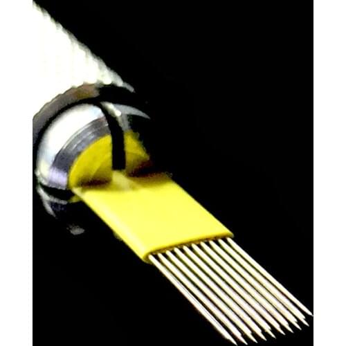 50 Double Row U 19 Microblading Shading Blades Tattoo Needles Fog Eyebrow Permanent Makeup Manual Tool 19 Flat Needle Manual Pen