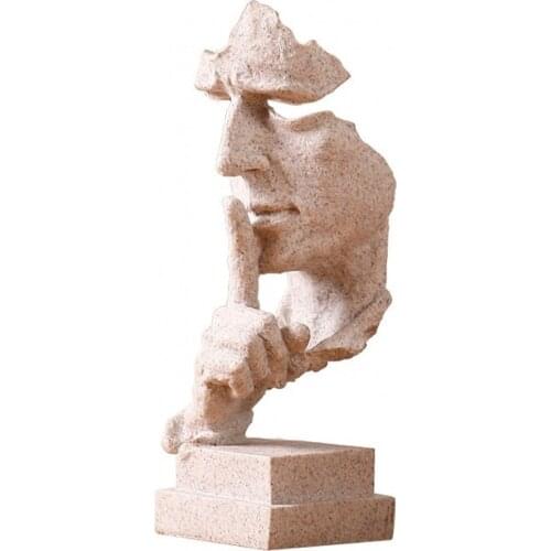 Abstract Modern Face Sculpture Art Statues Figurine Living Room Decor Silence Is A Gold-European Vintage Resin Crafts Decoration