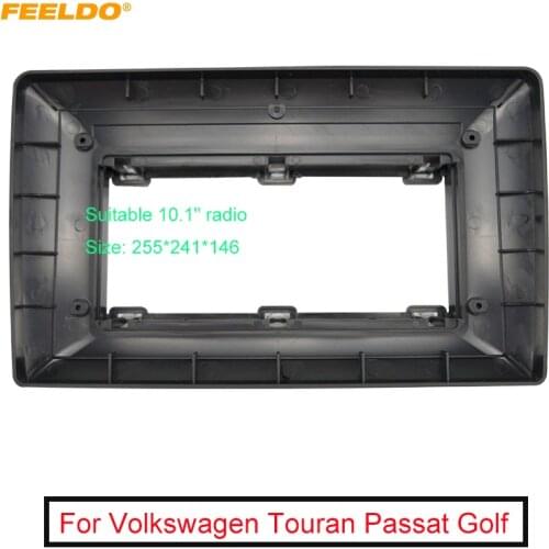 FEELDO Car 2Din Audio Face Plate Fascia Frame For Volkswagen Touran Passat Golf Tiguan 10.1" Big Screen Stereo Panel Dash Mount