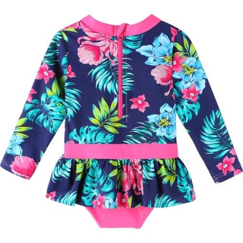 BAOHULU Long Sleeve Girls Swimsuit One Piece Rashguard Water Sport Clothes UV UPF 50+ Sun Protective Beachwear Bathing Suit