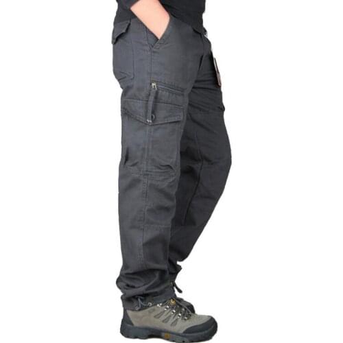 Mens Casual Pants Loose Straight Multi Pocket Long Trousers Outdwear Overalls pantalones hombre Male jogger tactical cargo pants
