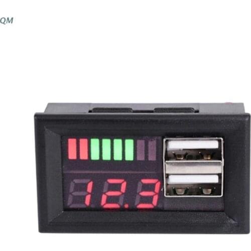 13MF 12V Digital Motorcycle Voltmeter Voltage Battery Panel Meter w USB 5V Output
