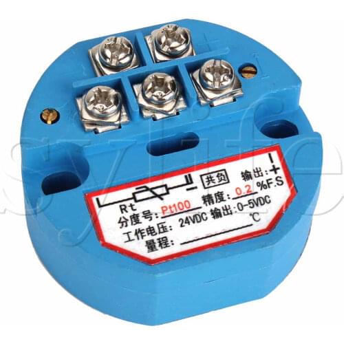 PT100 Thermocouple Temperature Sensor Transmitter -50 to 100 Celsius DC 24V Blue