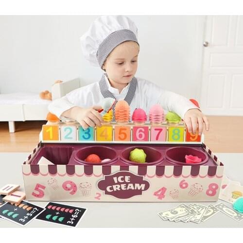 Children Kitchen Ice Cream Pretend Play Math Toy Money Banking Role Toys Montessori Educational Game Girl Boy Gift