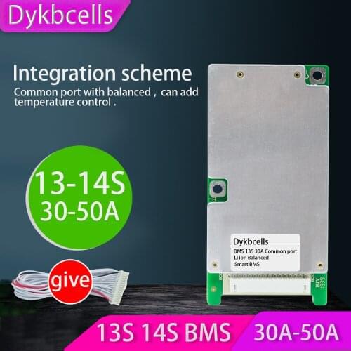 Dykbcells 13S 14S 48V 30A 40A 50A 60A 18650 Lipo Li ion Power Lithium Battery Protection Board BMS WITH Balance Drop off wire