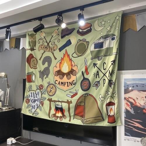Camping Hanging Wall Tapestries Cartoon Animal Travel Tapestry Wall Carpet Sofa Blanket Throw Dorm Home Wall Decor Curtain Beach