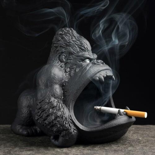 Ceramic Cartoon Animal Ashtray Orangutan Anti-ash Car Large Capacity Ashtray Living Room Office Decoration Ashtray For Car Asbak