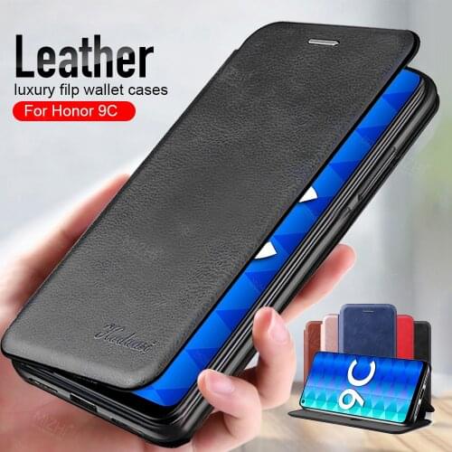 Honor 9c Case Leather Flip Magnetic Case For huawei honor 9c 9 c aka-l29 honor9c wallet stand book phone cover coque fundas 6.39