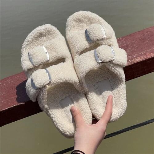Hot Genuine Fur Slides Woman Shoes 2020 Fashion Fur Slippers Women Slippers Slip On Flip Flops Fur Slippers Women Slides Sandals