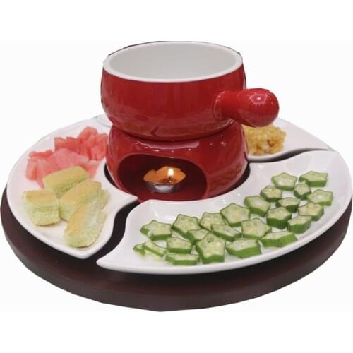 Ice Cream Handle Hot Pot Chocolate Fondue DIY Ceramics Plates Tray Set Fruit Platter Cheese Boiler Hagendas