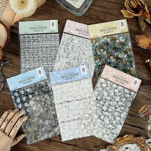 8 Pcs Vintage Plant Flower Grass Bullet Journal Decorative PET Stickers Scrapbooking Stick Label Diary Stationery Album Sticker
